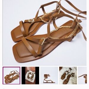 Zara strapped sandals laceup long strap